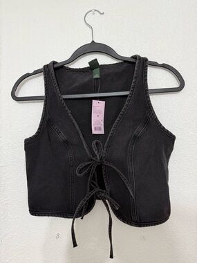 Target Black Tie-Front Denim Vest